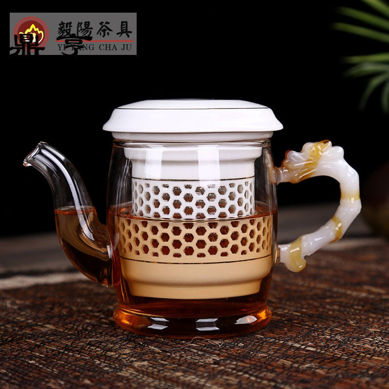 鼎亨加厚耐热玻璃茶壶陶瓷过滤内胆功夫泡茶器透明红茶茶具蜂巢玲