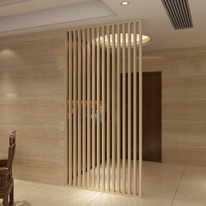 新中式玄关隔断实木屏风 栅栏装饰客厅茶楼酒店 现代简约座屏定制 胡桃木宽120cm*高240cm顶天立地 整装高清大图