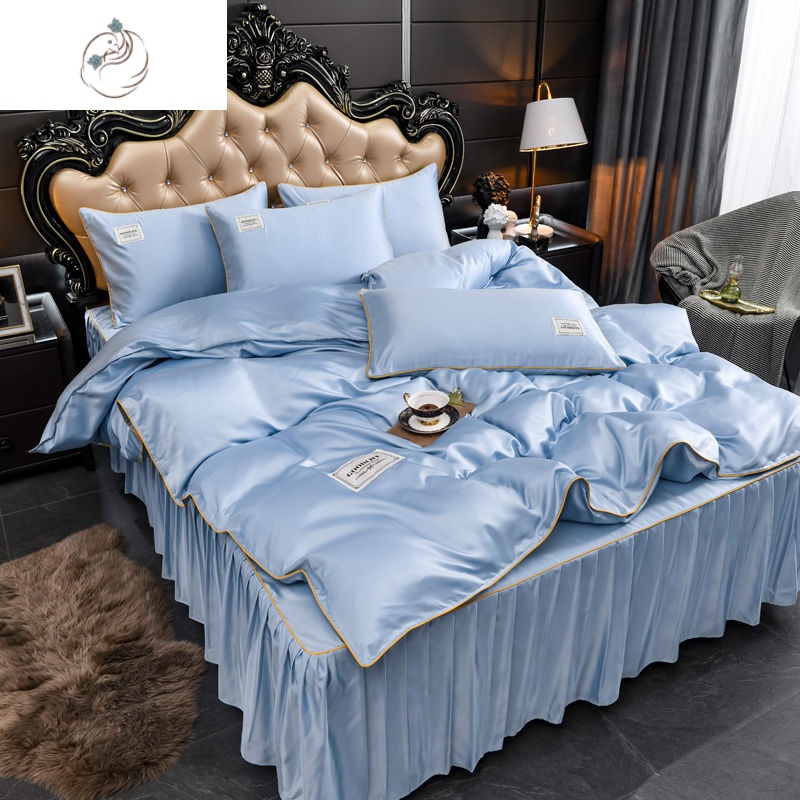 水洗冰丝床裙四件套简约色欧式床单被套床上用品夏天可舒适主义参数