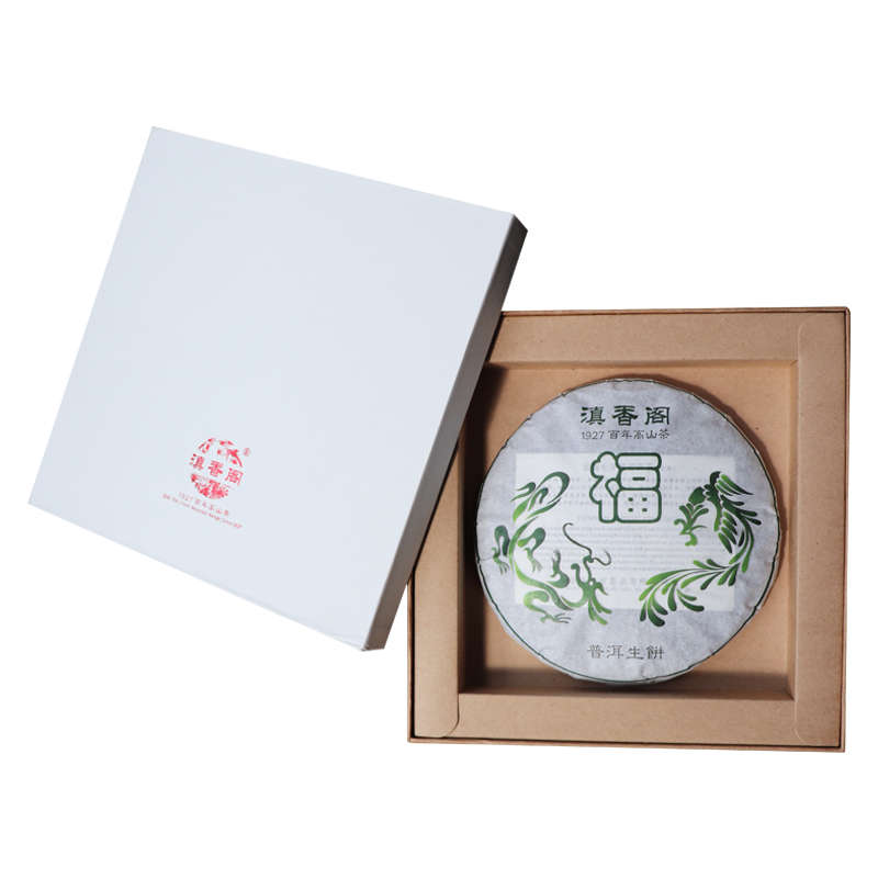 滇香阁-龙凤福饼生357g云南普洱茶生茶七子饼礼盒装 勐海茶区茶叶传统工艺香气醇厚