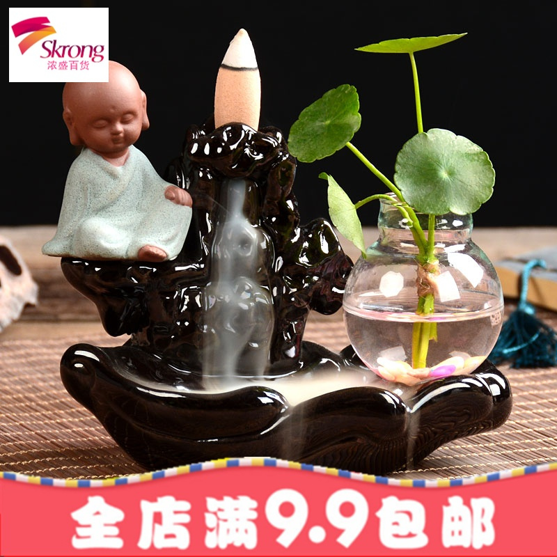 茶宠摆件精品创意陶瓷可养招财流香炉紫砂小和尚家居办公禅意茶玩