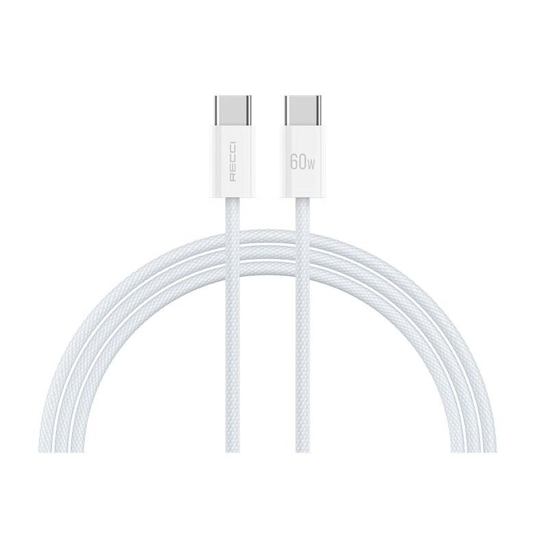 锐思本色系列2M数据线Type-C转Type-C PD60W(RS15CC)雅静白高清大图