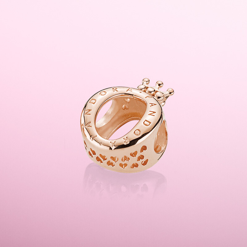 PANDORA潘多拉 玫瑰金色皇冠字母 O串饰 个性创意DIY串珠女 787401
