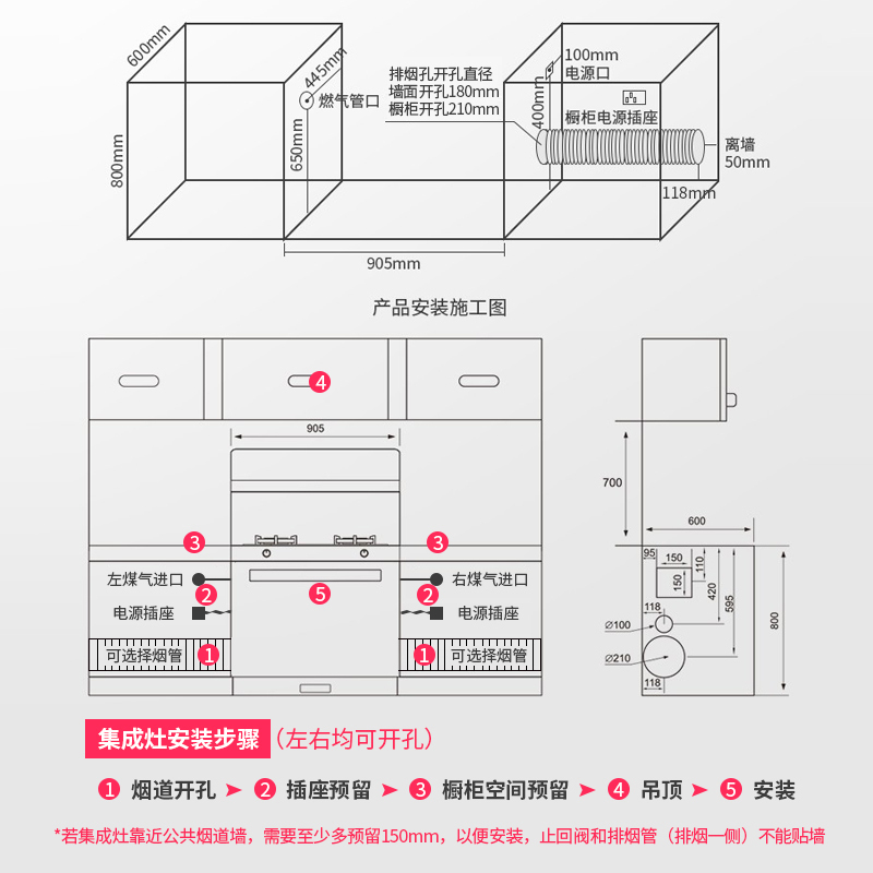 佳歌(GUG)H1ZX集成灶集成一体灶侧吸式抽油烟机灶具蒸箱套装