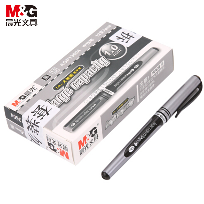 晨光(M&G) AGP13604 中性笔大笔画签字笔水性笔办公1.0mm12支黑色