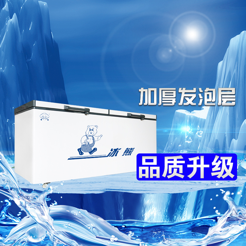 冰熊(bing xiong)BC/BD-758升商用大冰柜 卧式大冰库冷柜 冷藏冷冻转换展示柜 卧式双门顶开冰柜