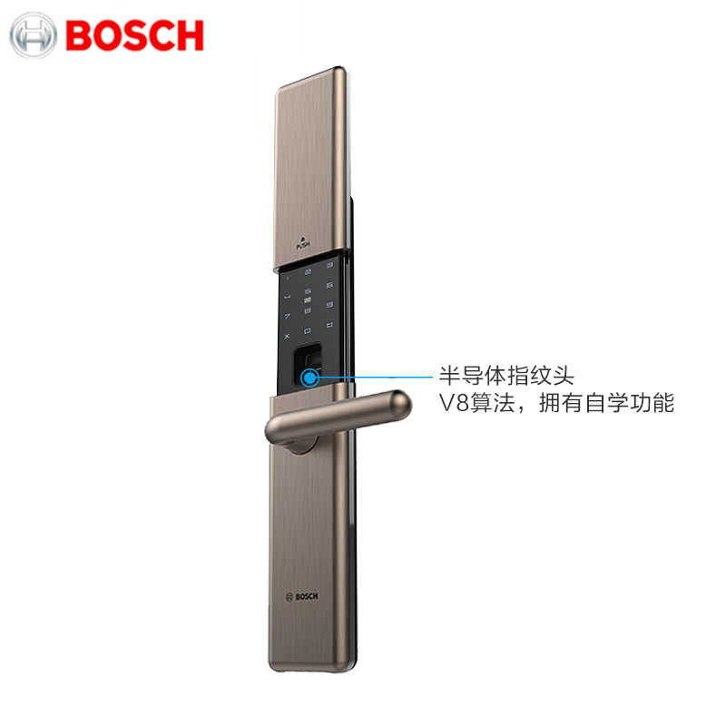博世(BOSCH)指纹锁 智能锁家用防盗门密码磁卡锁 自动滑盖智能门锁 ID80琥珀金