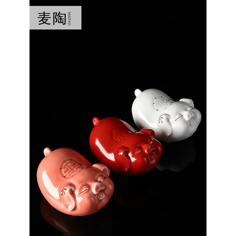 美帮汇创意大号富贵红猪家居陶瓷摆件成人儿童储蓄罐存钱罐大容量不可取高清大图
