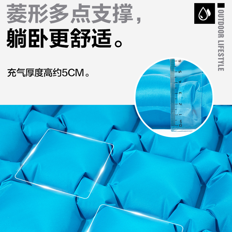 牧高笛NX20663001户外充气垫防潮垫帐篷垫睡垫便携沙滩垫地垫露营TPU睡垫溢彩橙(单人)