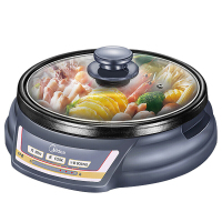 美的电火锅 HS136B 电炖锅电热锅不粘锅电炒锅多功能分体迷你家用 3.5L 涮烤一体锅 温度调节功能
