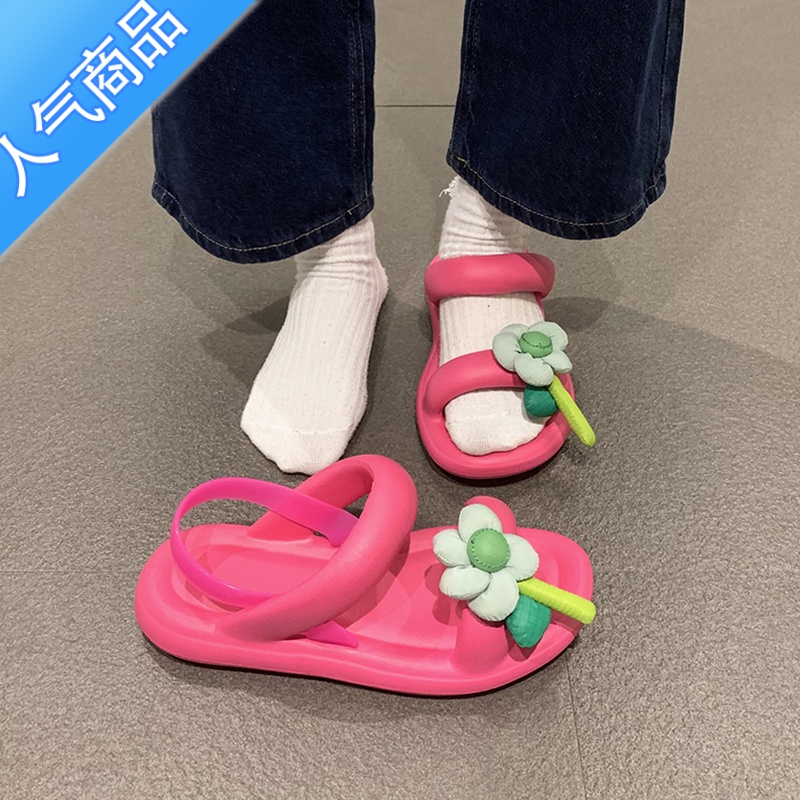 SUNTEK百搭不累脚厚底凉鞋女2023夏季新款沙滩防滑软底踩屎感罗马洞洞鞋高清大图