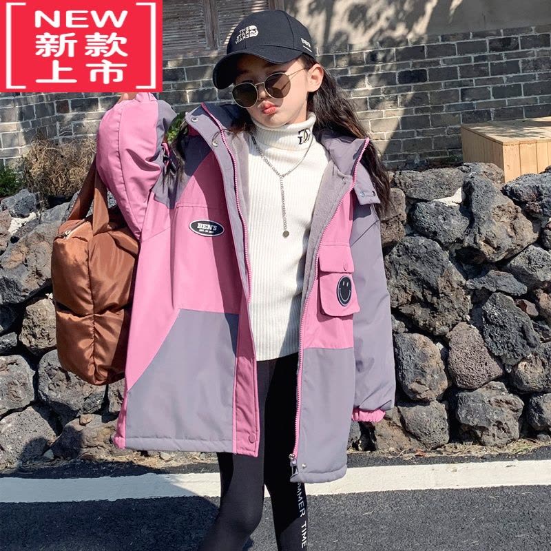 可莉允女童派克服秋冬款2022新款洋气中大童冬季时髦儿童加绒加厚冲锋衣棉服图片