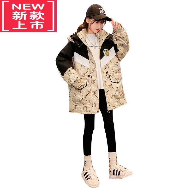 可莉允女童外套秋冬2022新款洋气儿童加绒加厚冬装中大童中长款派克棉服图片
