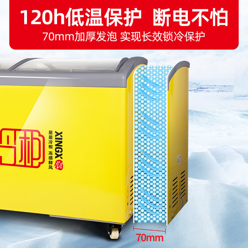 星星SD/SC-246SY 208升展示柜商用冰柜单温转换玻璃门卧式冷柜平岛柜超市便利店速冻雪柜高清大图