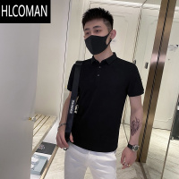 HLCOMAN2024年青年纯色短袖Polo衫休闲男装上衣冰丝夏季韩版修身po衫2 L115-125斤 POLO黑