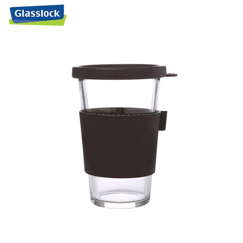 三光云彩(GLASSLOCK)钢化玻璃水杯380ml韩国进口加厚耐摔防烫透明茶杯带盖办公室杯子不保温高清大图