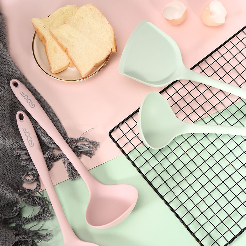 硅胶锅铲炒菜铲子厨房用具硅胶汤勺厨具勺子硅胶铲耐高温锅铲少女粉