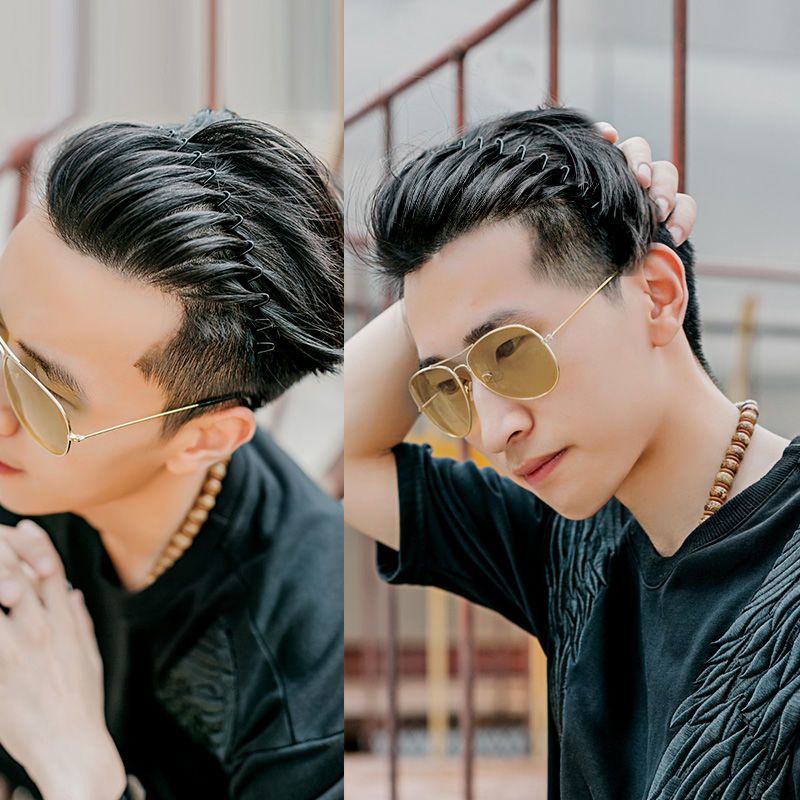 男式发箍男士发卡潮人头箍男生背头男用波浪黑色铁丝压发防滑1宽波浪