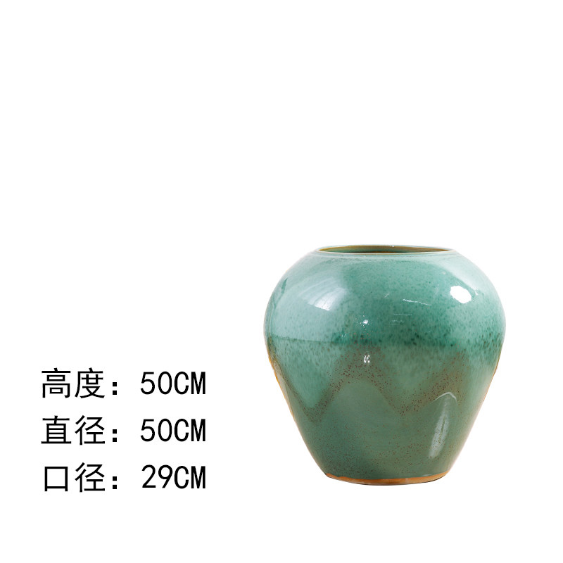 景德镇陶瓷落地大花瓶客厅玄关花插花器陶罐酒店欧式装饰家居摆件 三维工匠 高50直径50口29厘米高清大图