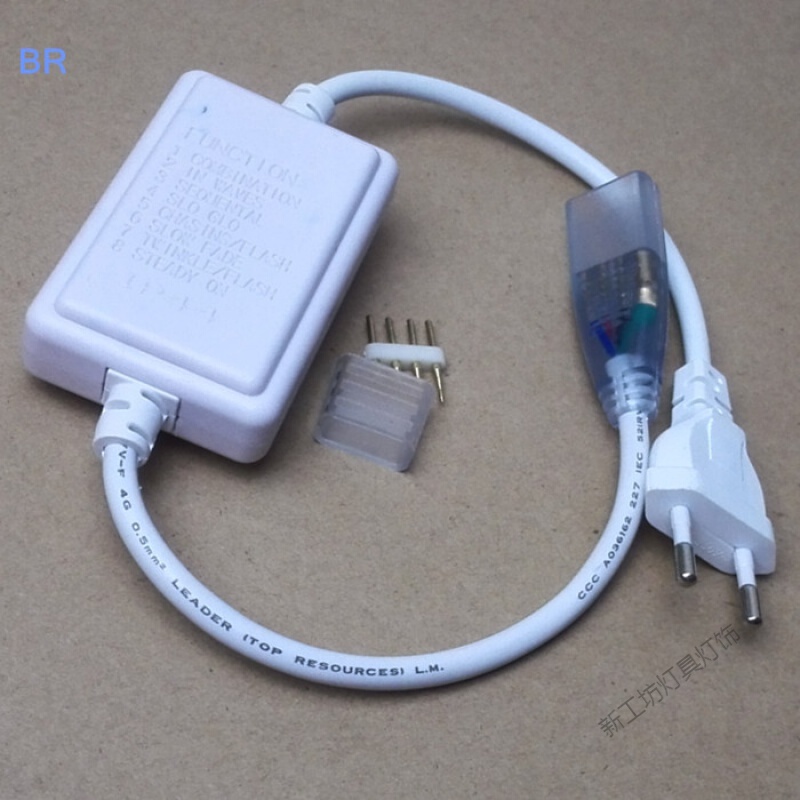 苏宁放心购 LED灯带插头 5050七彩灯条RGB控制器220V灯带电源接头流水跑马4针高清大图