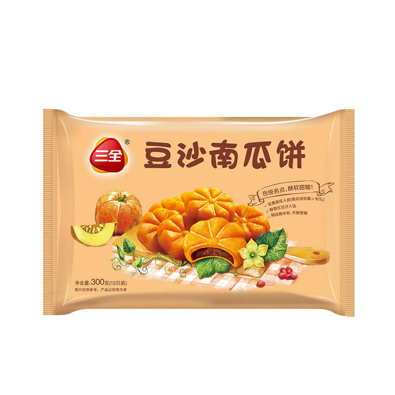 三全豆沙南瓜饼300g 茶点 小事 香酥软糯 美味可口