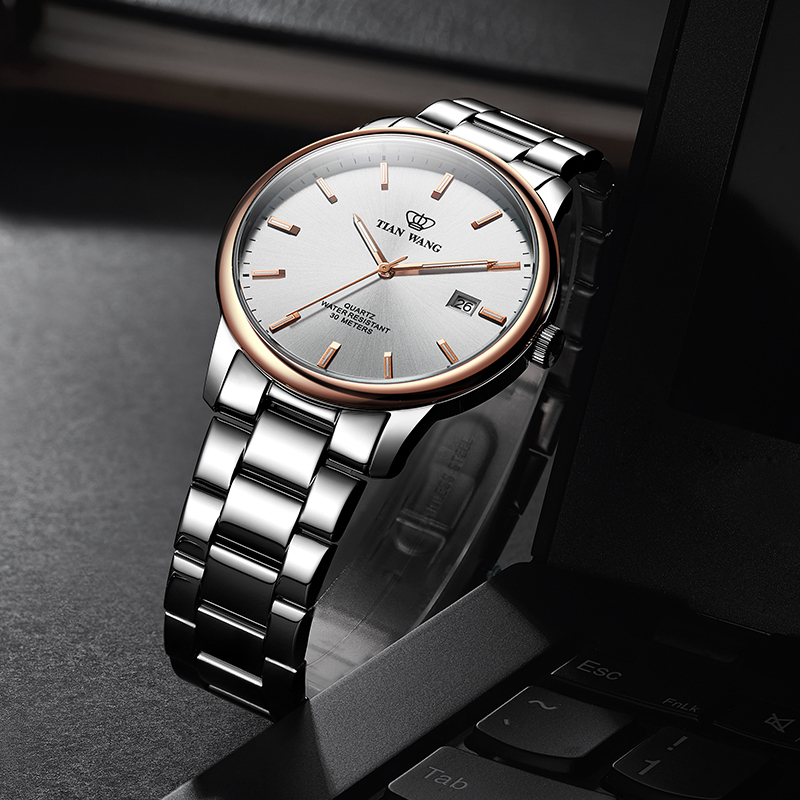 天王表手表简约商务时尚石英情侣表沧海系列休闲男士手表时尚潮流女表