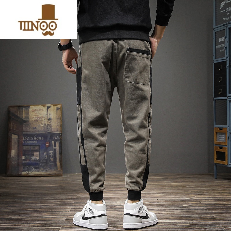 YANXU春季美式潮牌束脚休闲裤男宽松长裤大码加肥加大松紧腰哈伦裤高清大图