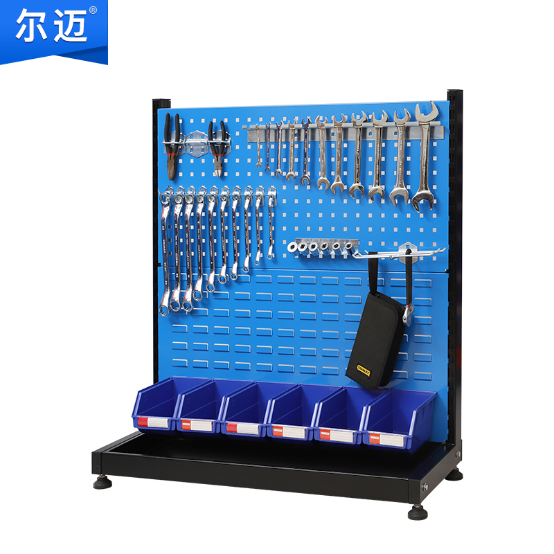尔迈 挂钩方孔工具挂架车间维修工具架子多功能物料置物架五金工具展示货架 单面二层固定款