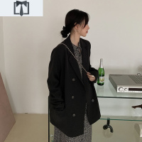 SUNTEK黑色小西装外套女2020秋季新款韩版英伦风西服上衣设计感小众网红外套短外套