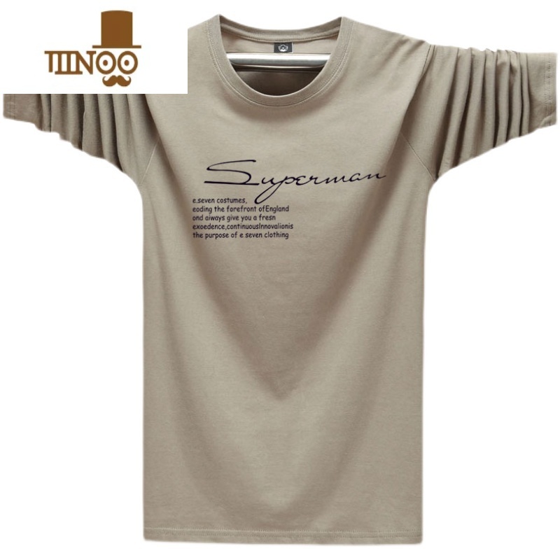 YANXU春季长袖t恤男宽松上衣2022新款青少年时尚大码男装T恤袖2新高清大图