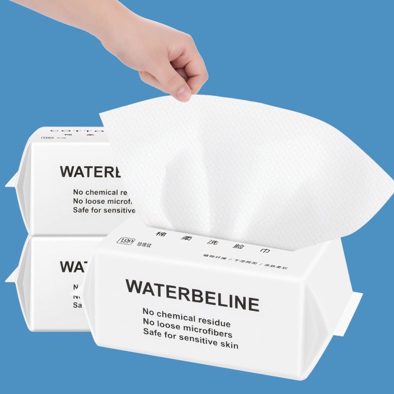 擦脸洁面巾棉柔巾孕婴必备干湿两用卸妆巾化妆棉 大包100抽平纹 3包装