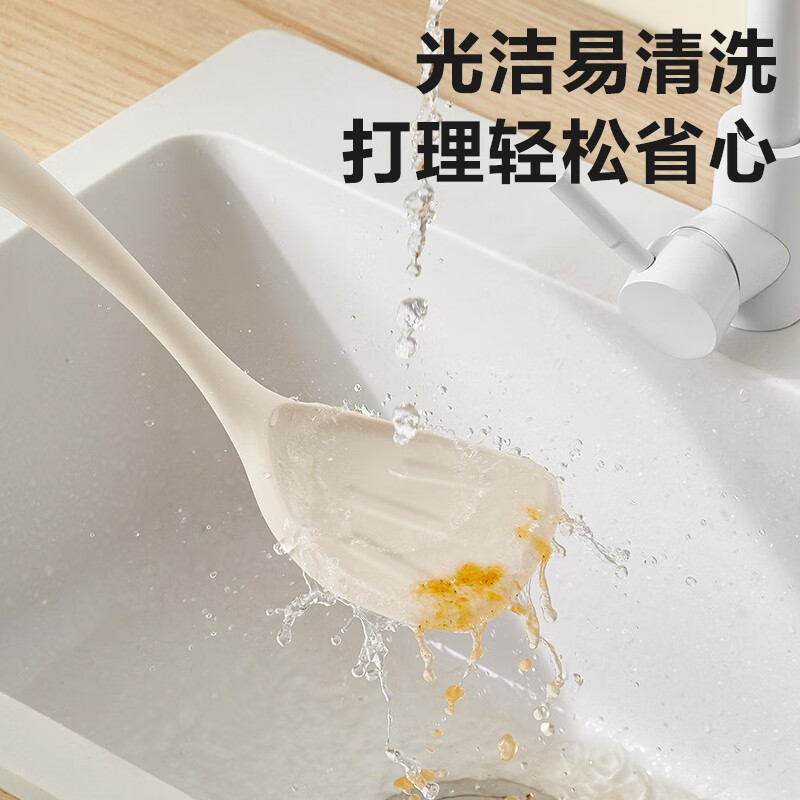 苏泊尔(SUPOR) 硅胶锅铲煎铲炒菜铲漏勺不粘锅平底煎锅铲子耐高温护锅铲木质手柄铲勺厨具 KT02AR10