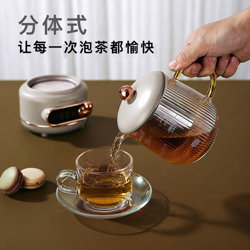 厨创妈咪kitchen mommy液体加热器 500ml花茶壶 玻璃滤网电茶壶 白色(电炖杯)YSSM05B01高清大图