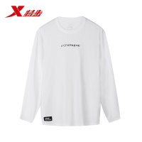 特步（Xtep）长袖T恤男士秋季新款运动卫衣套头衫薄款基础款简约休闲T恤男装
