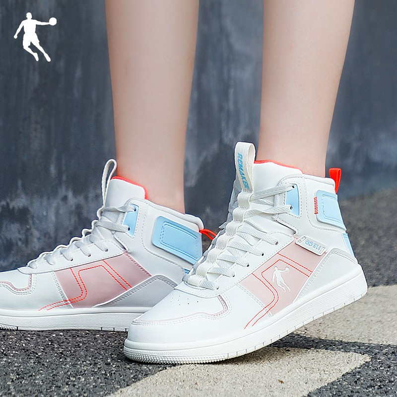 乔丹运动鞋女板鞋新款官方轻便厚底小白鞋高帮休闲鞋女鞋视频