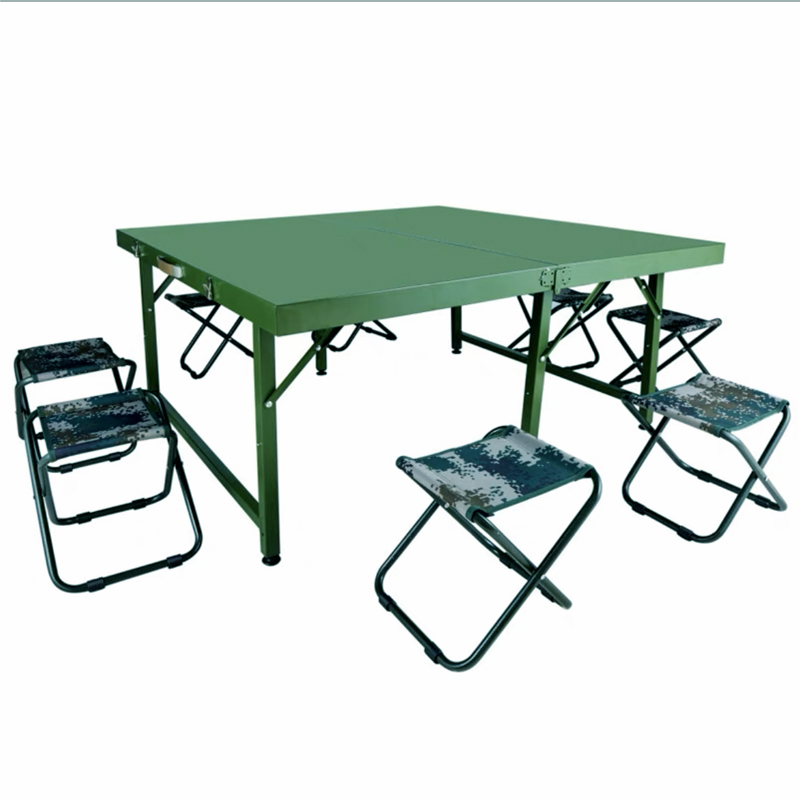 臻远 ZY-ZDZ-03 户外会议作训桌铁皮折叠餐桌指挥作业桌1.2米(含8马扎)高清大图