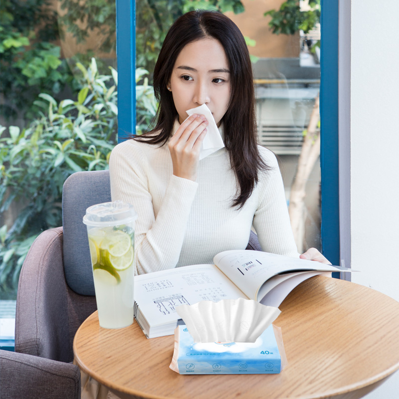 柚家 保湿纸巾随身装18636 亲肤婴儿纸巾抽纸3层40抽面巾纸*12包无香乳霜保湿高清大图