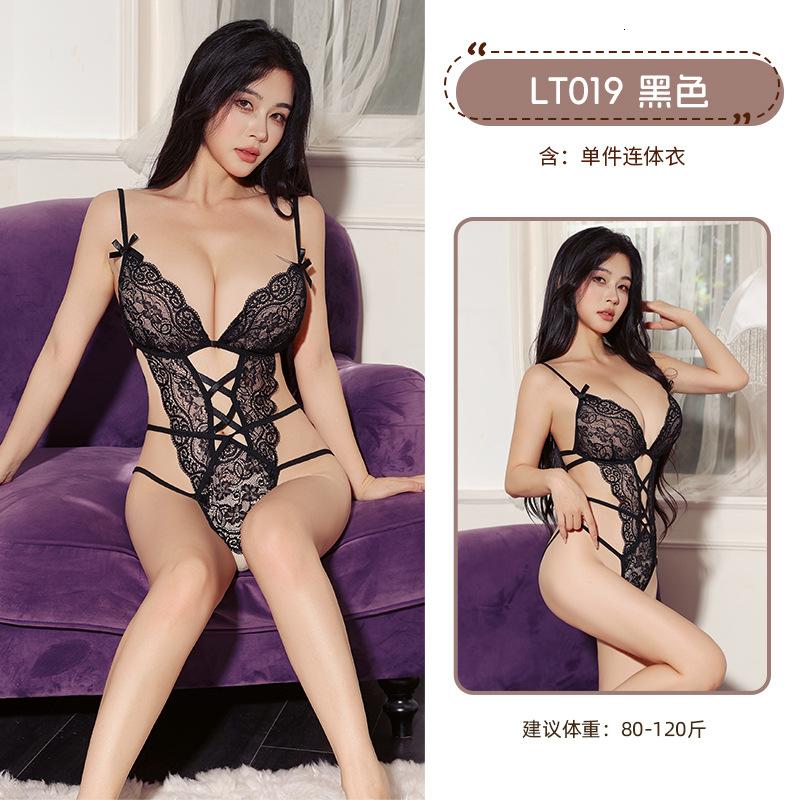 九里晴川蝴蝶结吊带裙蕾丝花边绑带魅力性感开档免脱纯欲系连体衣_168_618_484高清大图