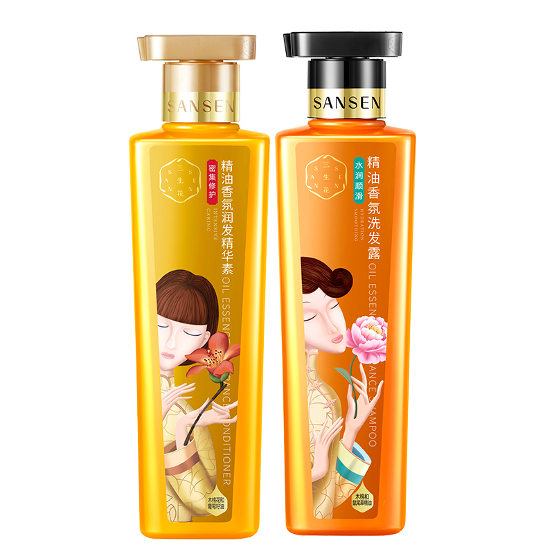 百雀羚三生花水润顺滑500ml+护发素500ml