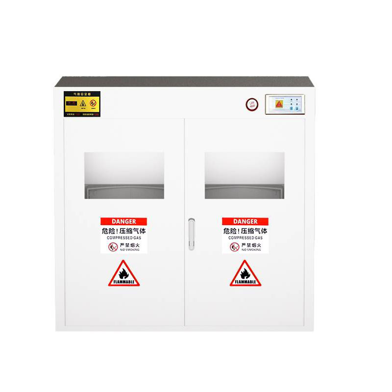 不锈钢气瓶柜 304矮双瓶液化气报警高清大图