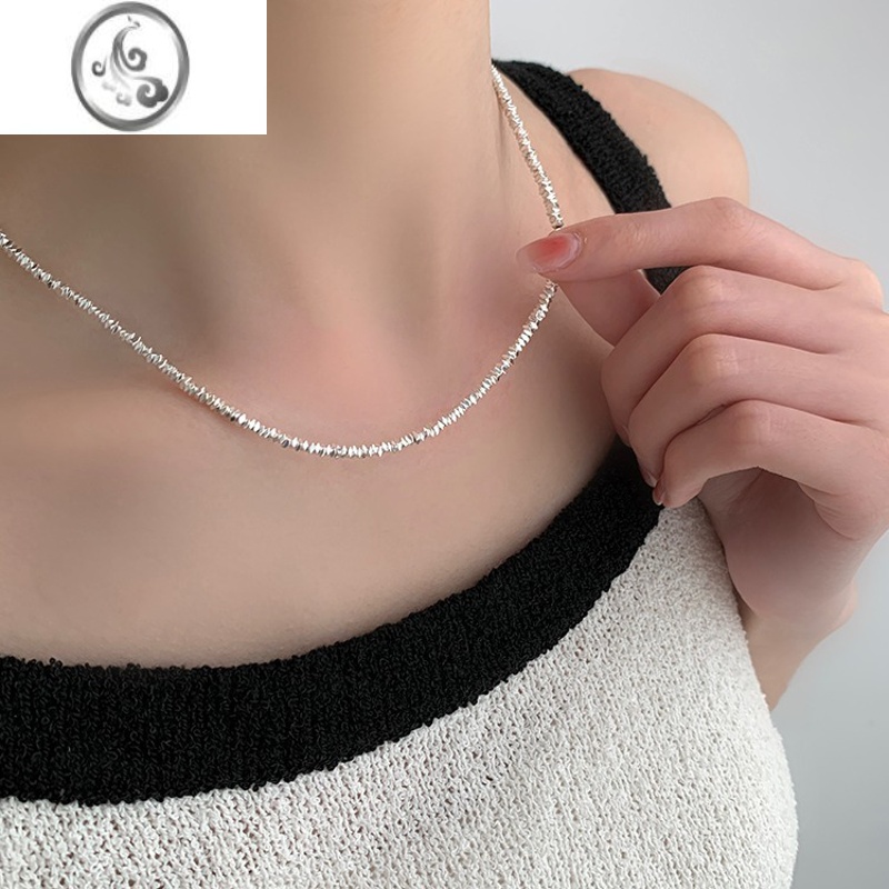 JiMi碎银几两项链女夏季冷淡风渐变施家珍珠锁骨链轻奢气质高级感颈链 碎银几两项链素链