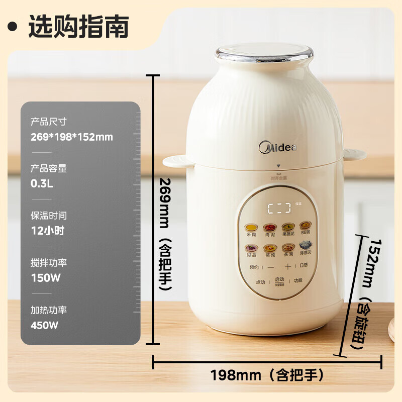 美的(Midea)绞肉机家用宝宝婴儿全自动多功能辅食机打泥搅拌机蒸炖绞一体料理机 MJ-HJX31高清大图