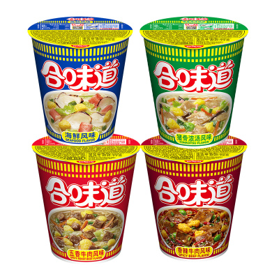 日清 合味道方便面 76g/杯 12杯混合口味随机整箱装（海鲜、香辣牛肉、五香牛肉、猪骨浓汤、麻辣牛肉味)
