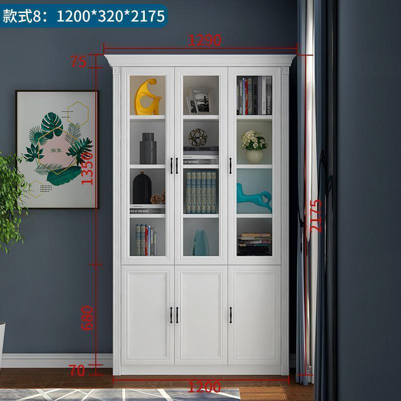 森美人简欧现代书柜落地带超大欧式书柜玻璃书橱大容量 F-211 款式8：1200*320*21751-1.2米宽
