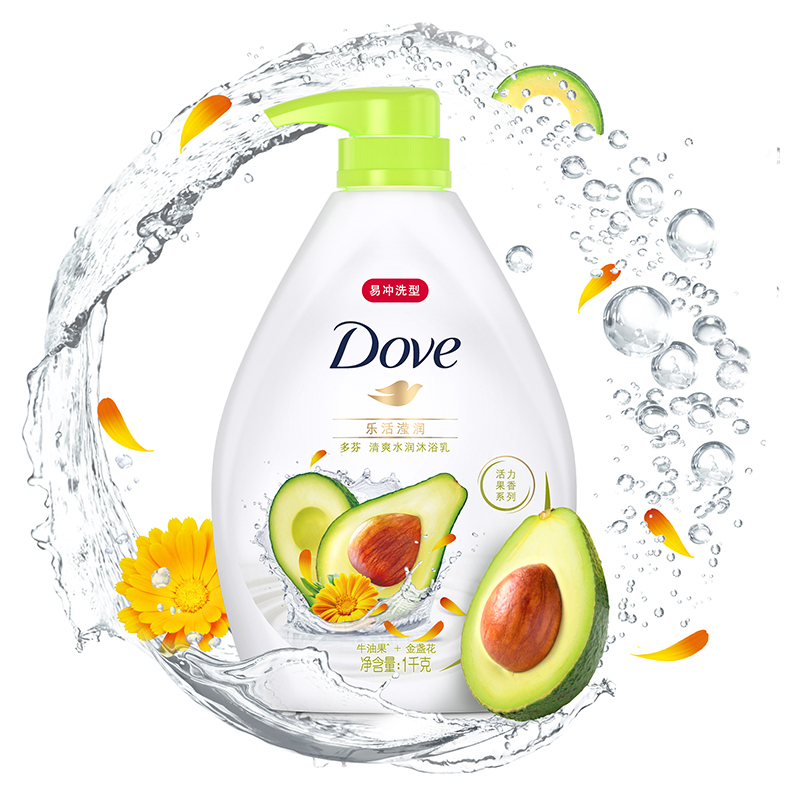 多芬(Dove)清爽水润沐浴乳 乐活滢润1KG[联合利华]