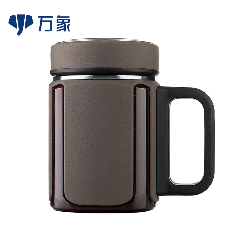 万象(WANXIANG) 380ML实用商务型保温杯 双层耐热办公水杯 带茶漏滤网手柄杯 S11P