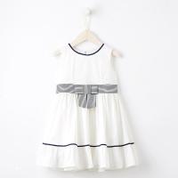 [2件2.5折价:67.3,叠加199减30]米喜迪mecity童装夏装新款女童腰部宽织带装饰梭织连衣裙
