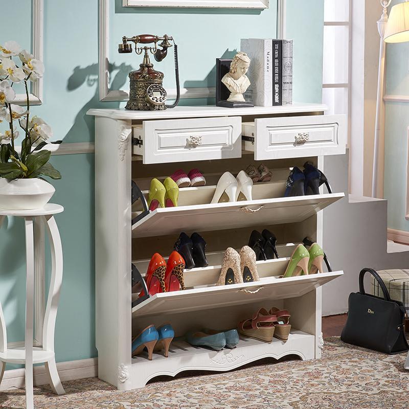 欧式简约现代超薄翻斗鞋柜闪电客家用口玄关厅柜简欧大容量白色鞋橱