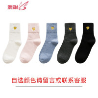 夏季日系中筒袜韩国薄款白色学生爱心可爱百搭桃心袜子女 费琳