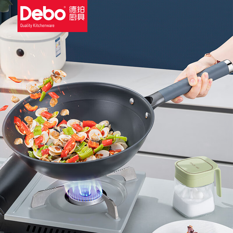 德铂(Debo)帕拉格无涂层不粘炒锅无油烟有钛32cm锅DEP-DS405高清大图
